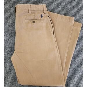 Polo Ralph Lauren Mens 35x32 100% Cotton Brown Pleated Ethan Pant Chino